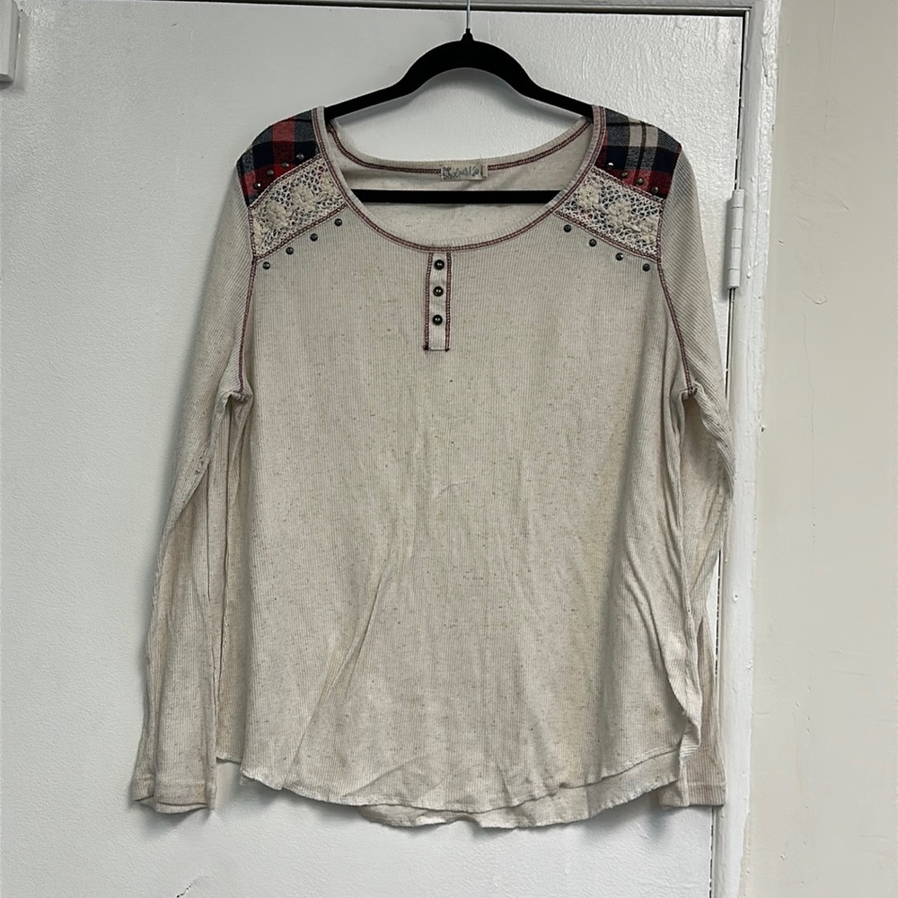 Spoiled plus size long sleeve pajama shirt worn, but loved size 1X